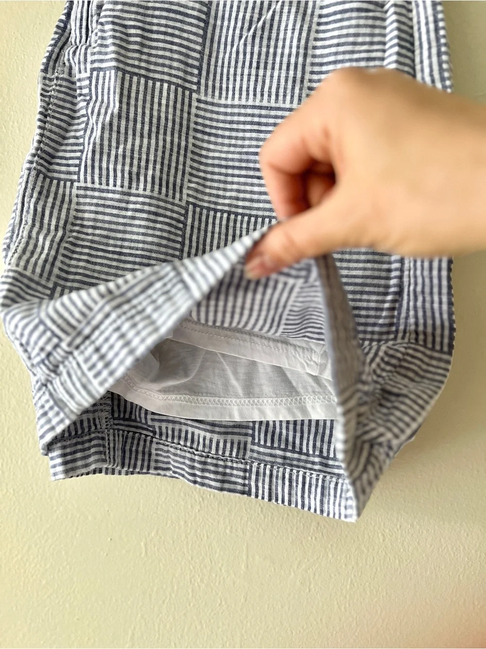 Costal Cotton High Waisted Striped Seersucker Skort - Blue Gray and White - Picture 6 of 11